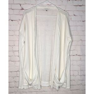 Calvin Klein Women's Ivory/Cream Open ‎ Cardigan leather front Pockets Size L